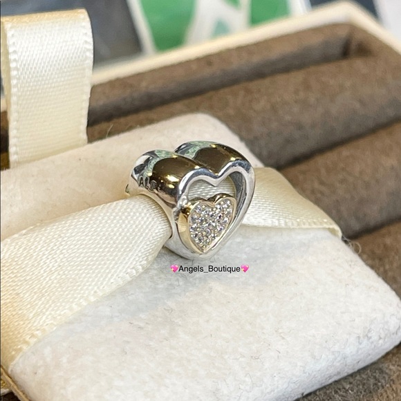 Pandora Retired Joined Together SS/14k Gold Charm - Picture 5 of 7